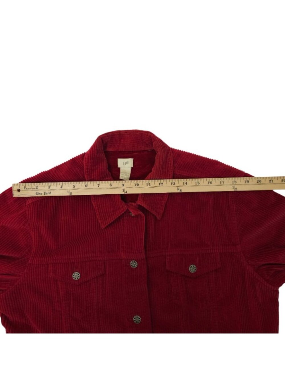 J. Jill Corduroy Jacket L Y2K Velvet Trim Vintage Whimsy Shacket Button Front - Picture 5 of 16
